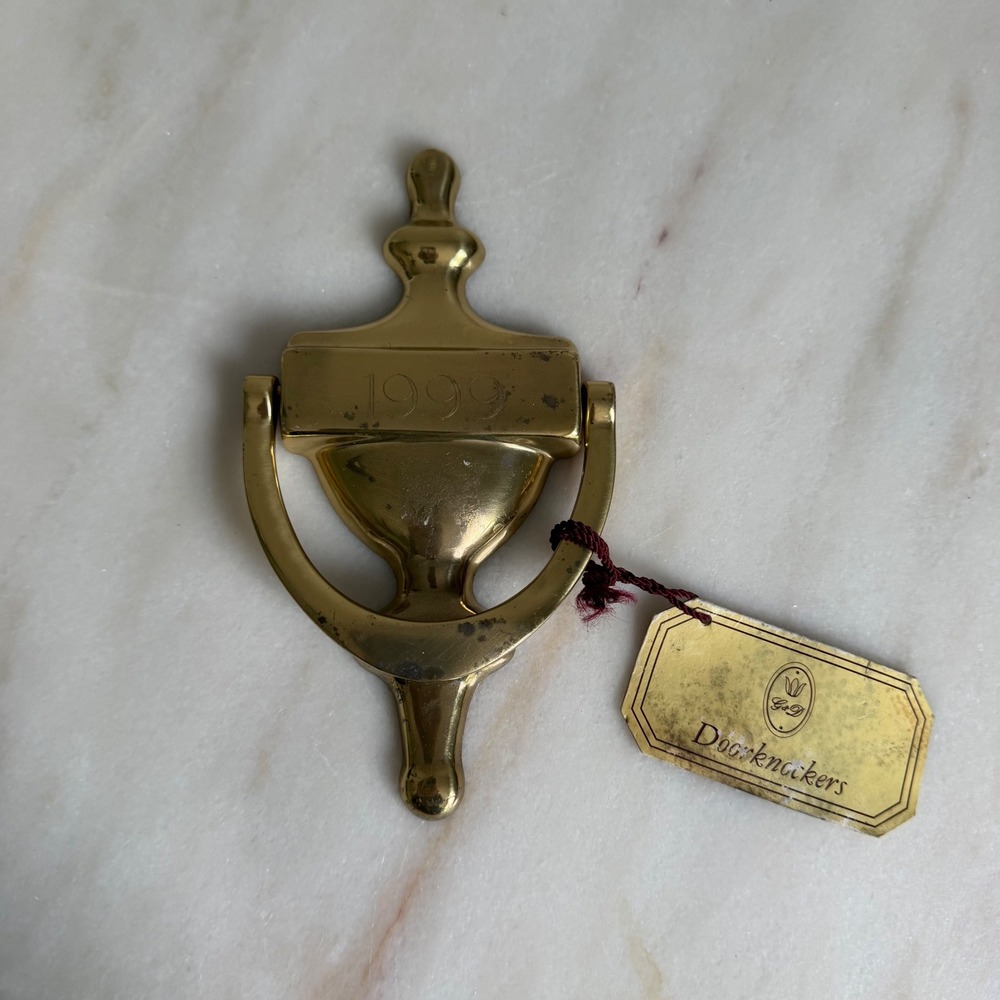 Vintage G&D Brass Door Knocker 1999 Urn Style Made in Spain Entryway Hardware